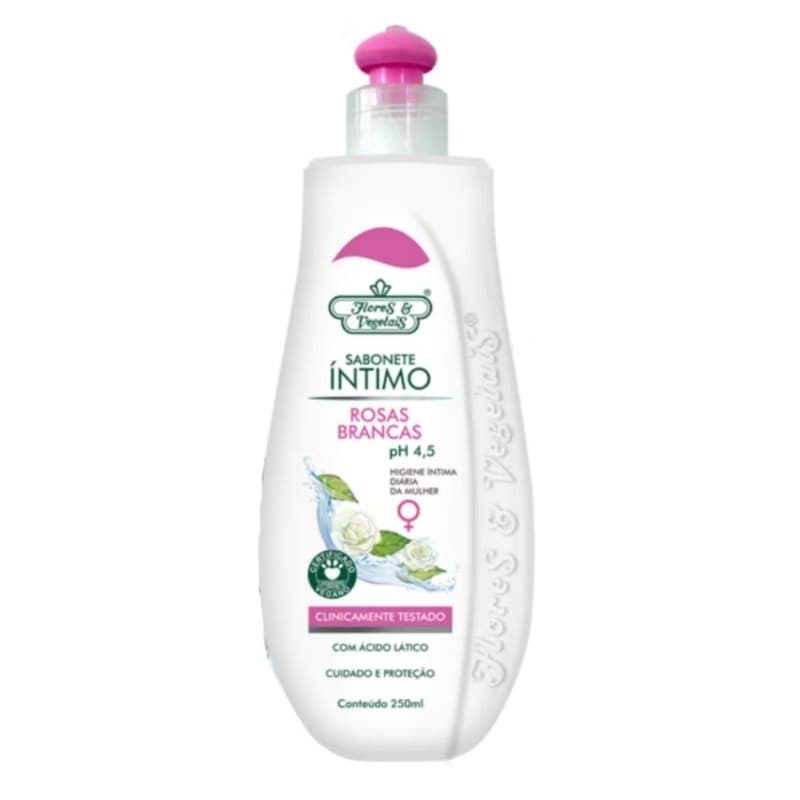 Sabonete Íntimo Extrato Rosas Branca Flores Vegetais 250ml