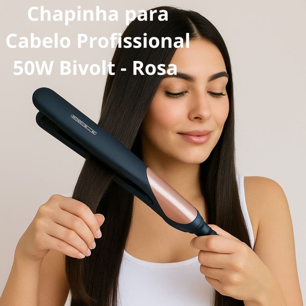Chapinha Prancha Alisador Para Cabelos Profissional 50W Bivolt 110V 220V - Rosa