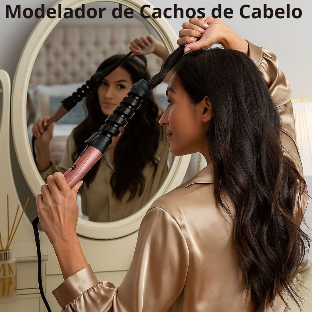 Modelador de Cachos de Cabelo Ondas Perfeitas Cachos Definidos Cabelos Cacheados 30W Bivolt - Rosa