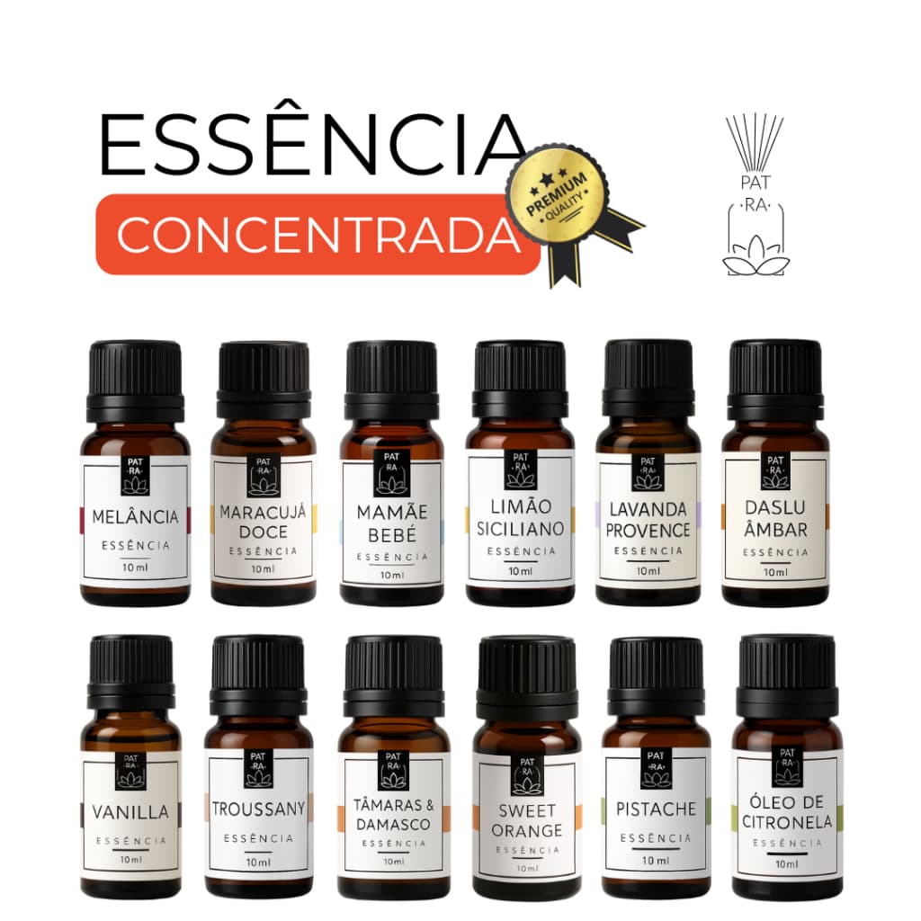 Kit 10 Essências Para Umidificador Aromatizador e Difusor Elétrico 10ml PATRA Aromas & Embalagens