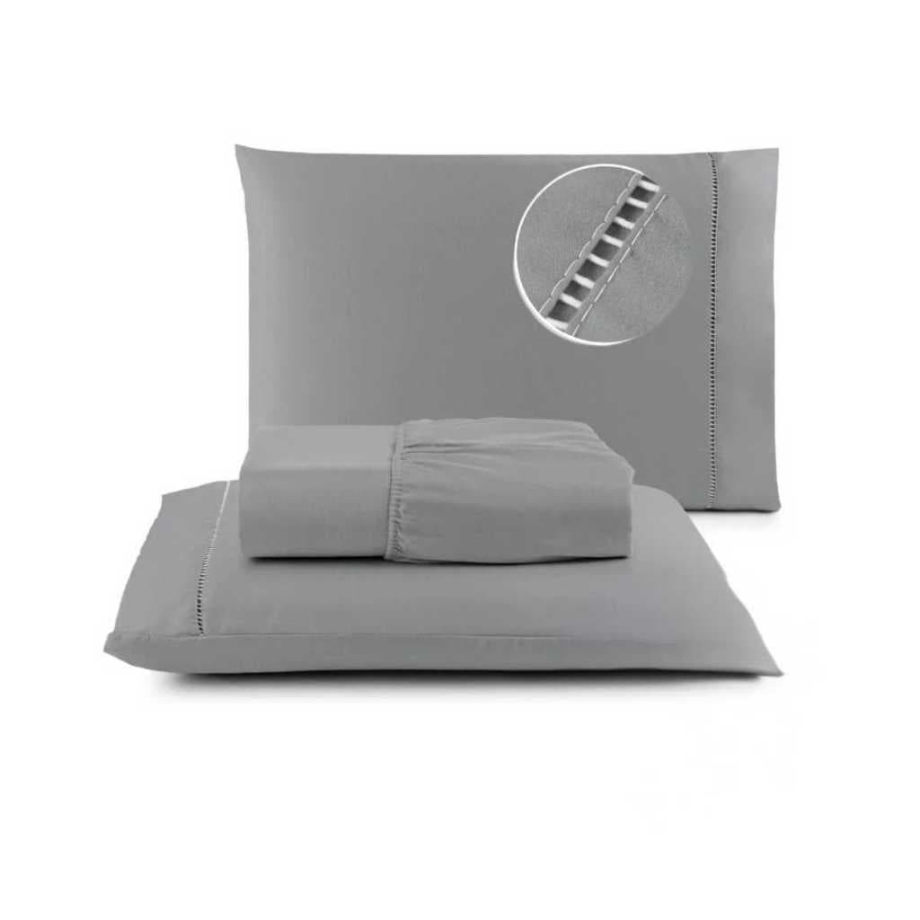 kit Jogo de Lençol Cama Box Casal Queen 400 Fios Micropercal 03 Peças Ponto Palito