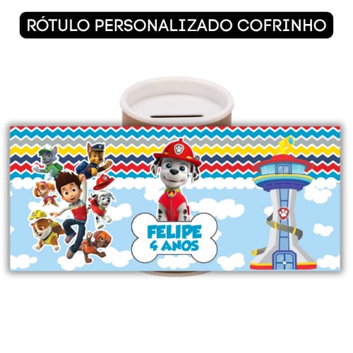 rótulo cofrinho personalizado patrulha canina | adesivo para cofrinho | lembrancinha | fazemos todos os temas