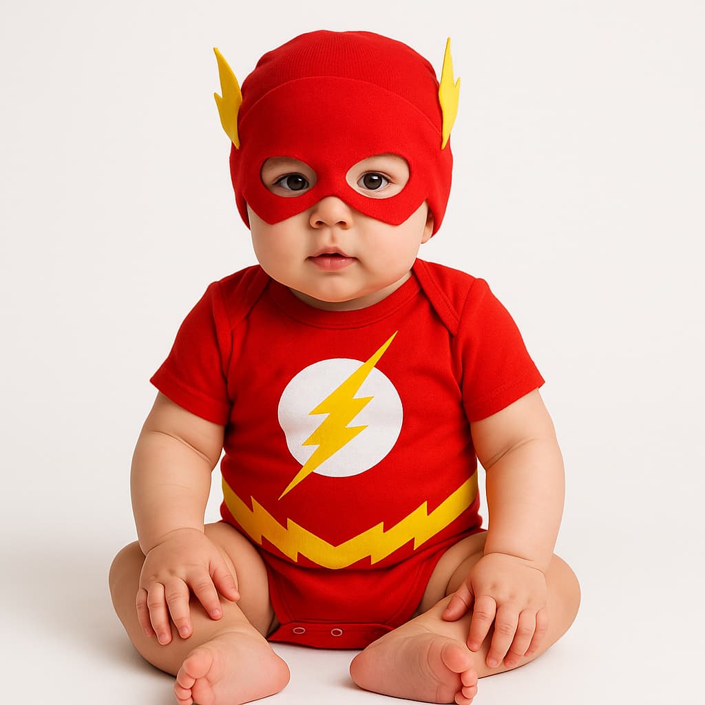 Body Bebê Infantil Menino Mêsversário Temático Flash Super Confortável Linha Premium