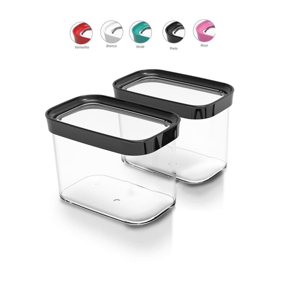 Kit Conjunto de 02 Potes Herméticos para Mantimentos Acrílico 90 - 1000ml