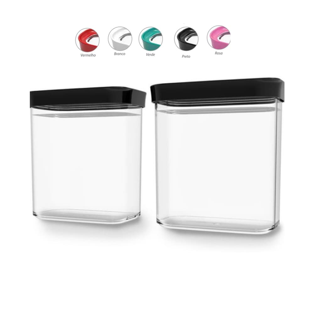 Kit Conjunto de 02 Potes Herméticos para Mantimentos Acrílico 90 – Kit 1