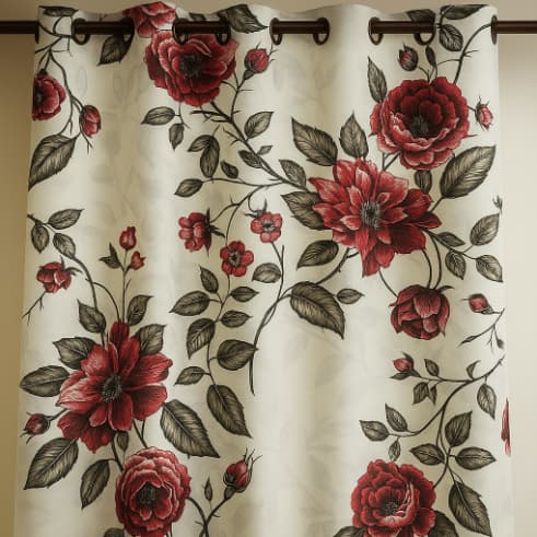 Cortina Floral Decorativa – Para Sala, Quarto ou Varanda | Ilhós para Varão | Estampas Variadas
