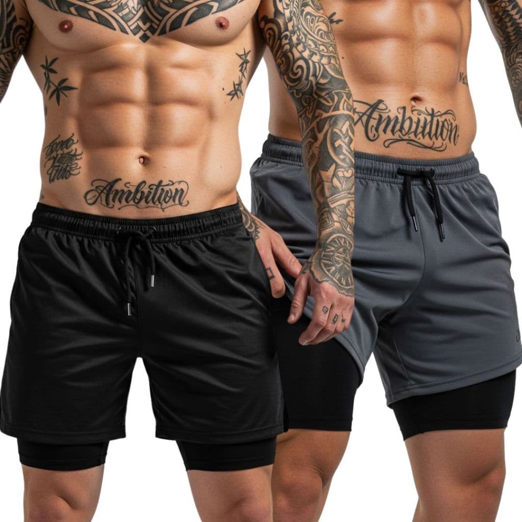 Kit 2 Shorts 2 Em1 Masculino Compressão Bolso Interno Para Celular Varias Cores