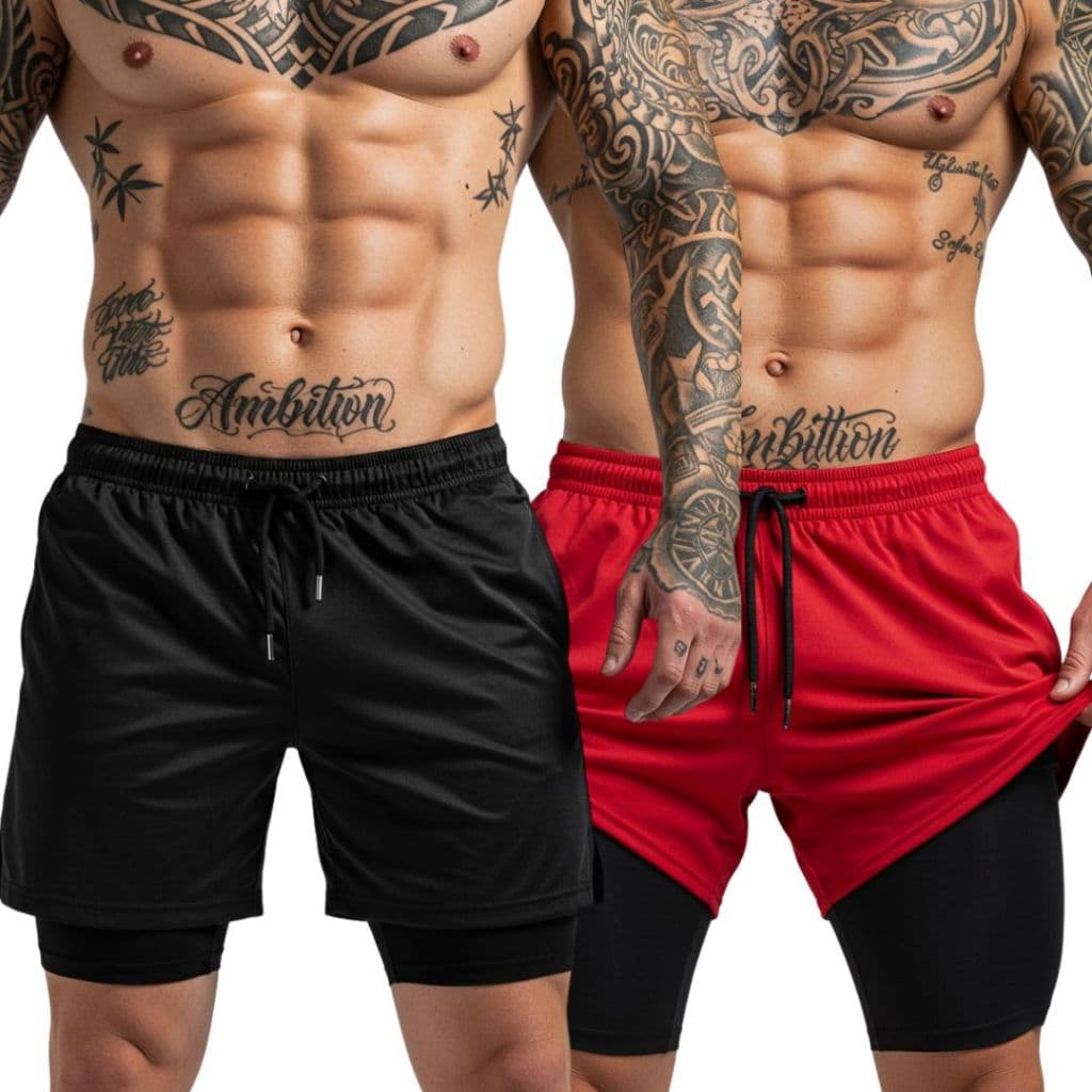 Kit 2 Bermudas Masculina Shorts 2 Em 1 Para Treino Com Bolso Porta Celular