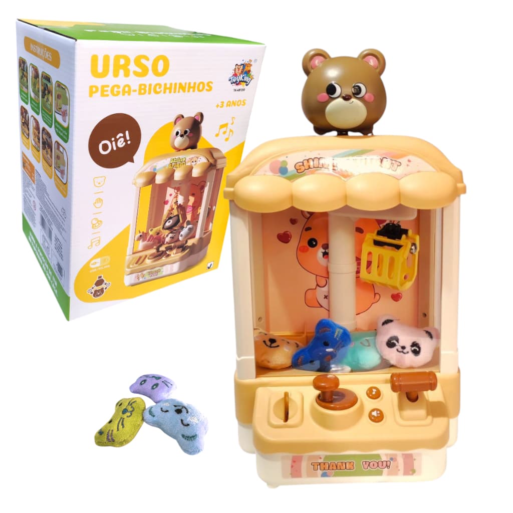 Brinquedo Infantil Máquina com Garra Pega Bichinho de Pelúcia com Som E Luz