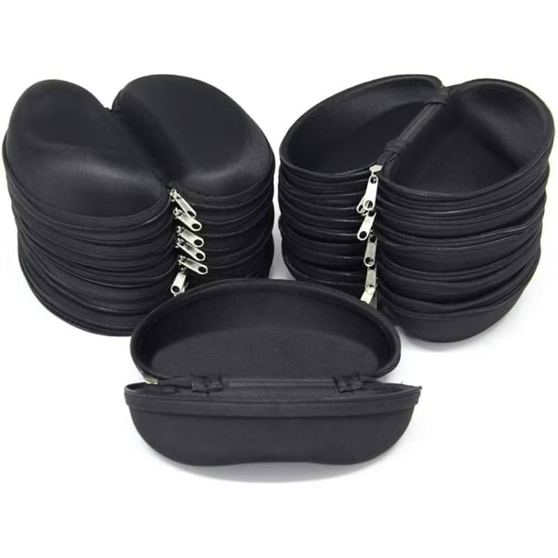 Kit 10 Estojo Para Óculos Case Caixas De Zíper Mais Flanela Para Óculos Cor Preta Atacado Case Oval.
