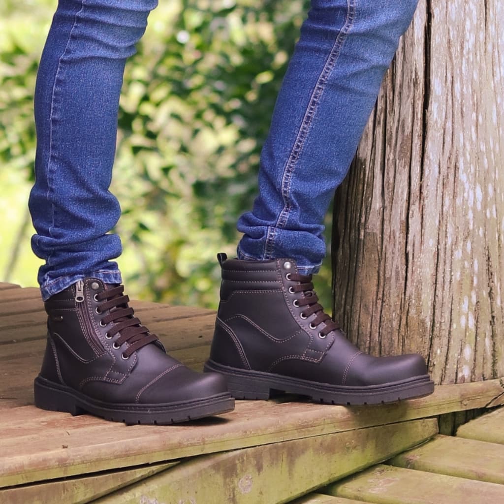 Coturno Masculino Cano Médio com Zíper Lateral Antiderrapante Casual e Confortável