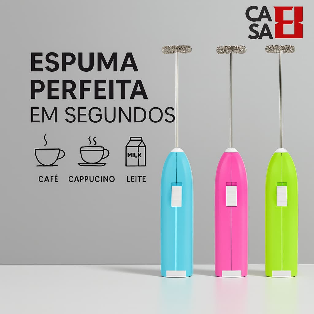 Mixer Portátil Elétrico Pilha AA Espumador para Café Cappuccino matcha Leite Coloridos