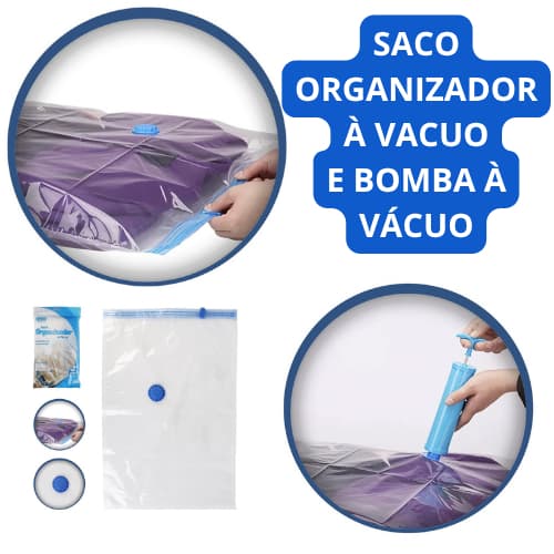 Saco ORGANIZADOR a Vácuo e Bomba organizadora à vácuo