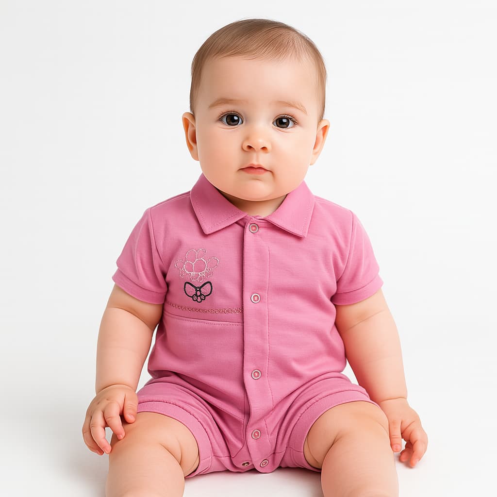 Macacão Curto Infantil Bebê Menina Macio Super Confortável