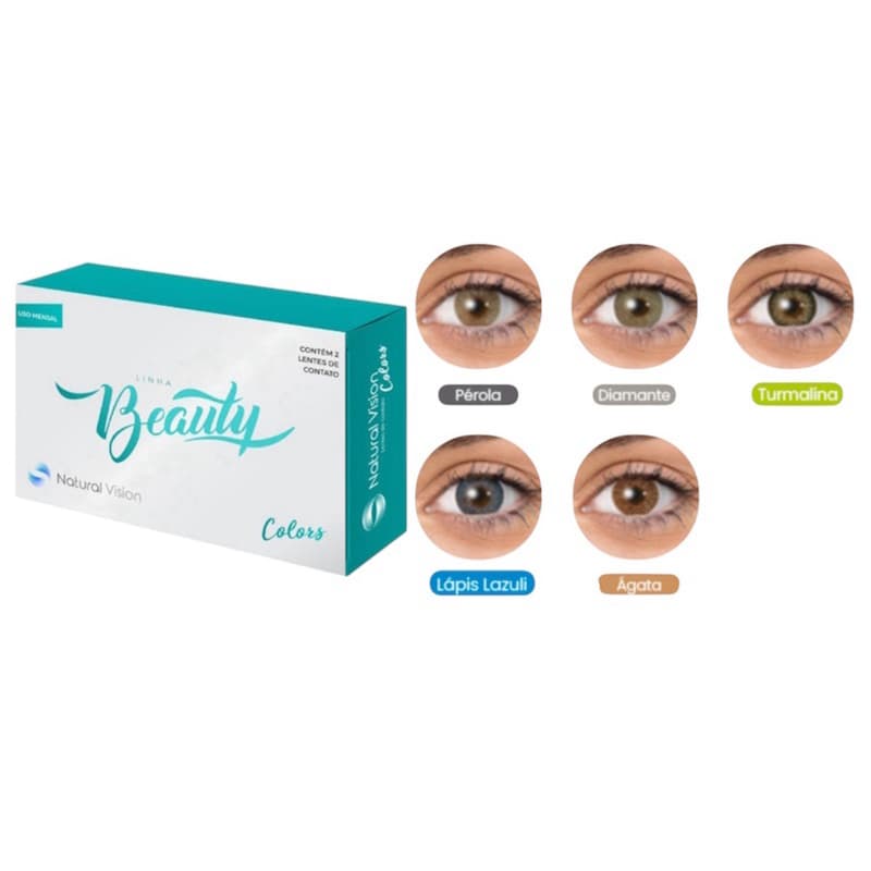 Lentes de Contato Colorida Natural Vision Beauty Sem Grau ou Com Grau