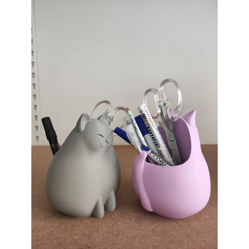 Porta-Caneta Gato em Impressão 3D | Criativo e Decorativo | Organizador de Mesa