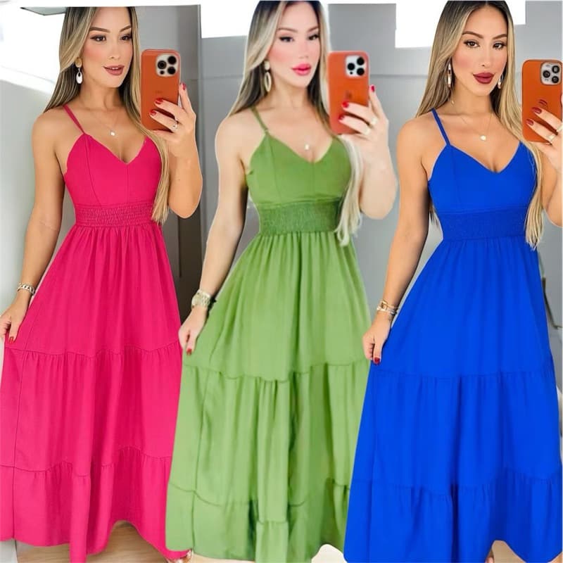 vestido longo luxo de alça