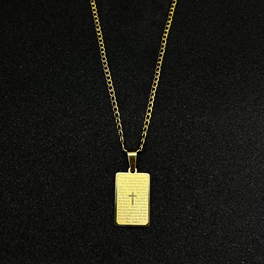 Corrente Grumet com Pingente Dourada Cordão com Pulseira Masculina Feminina