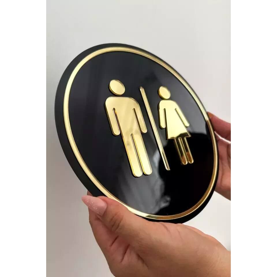 Placa de Banheiro em Acrílico Espelhado – 19x19cm