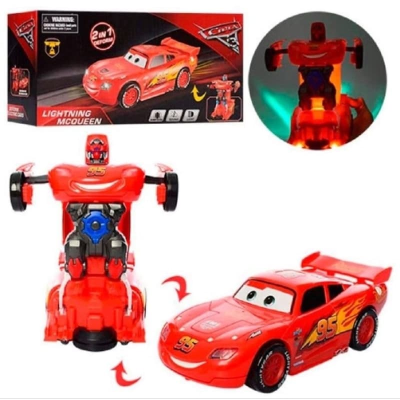 Carrinho Relâmpago Mcqueen Vira Robô Com Sons e luz