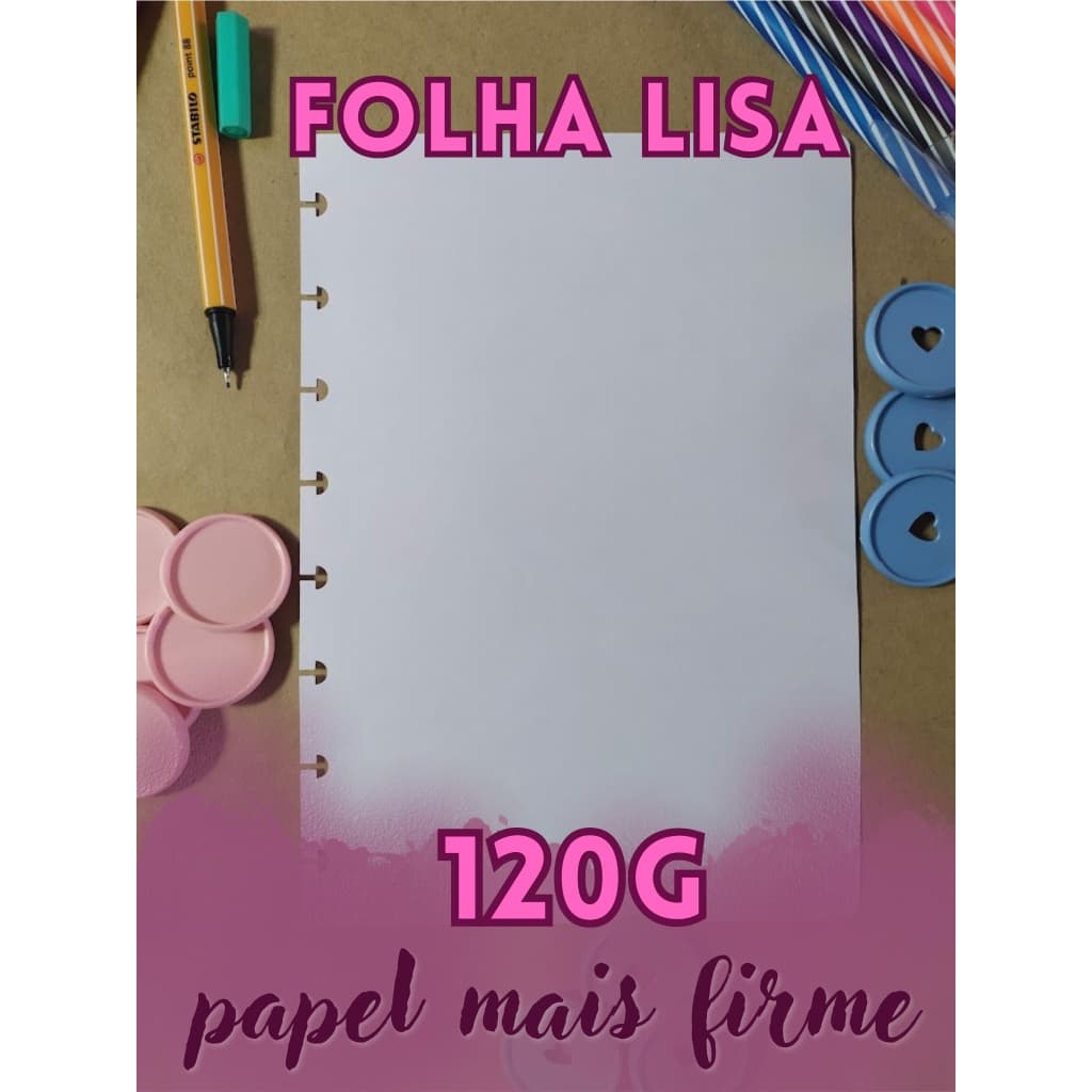 Refil de Folhas Caderno Inteligente /Discos 120G SEM PAUTA - Folha Lisa - Vários Tamanhos - Folha Offset