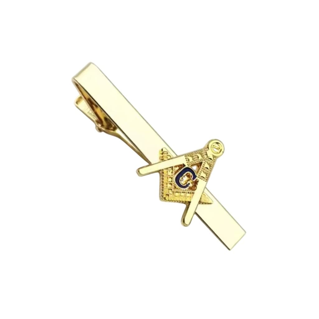 Prendedor De Gravata Maçom Maçonaria Com Símbolo Maçônico Esquadro E Compasso  Dourado
