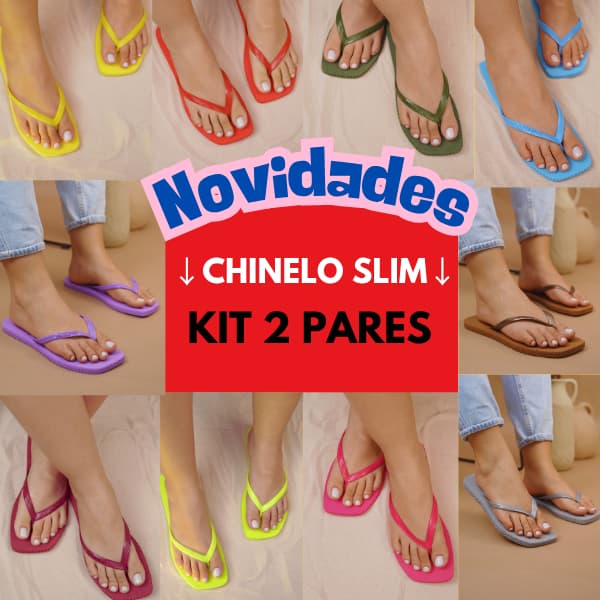 KIT Chinelo Feminino Slim Square Confortável Lisa Estilo Moderno Verão 2025 Perfeito Para Caminhadas