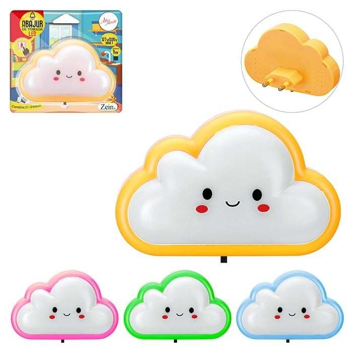Abajur Luz Para Quarto Bebê Tomada Infantil Bivolt Luminária Led Abajur de Tomada Luminária Infantil formato de Nuvem