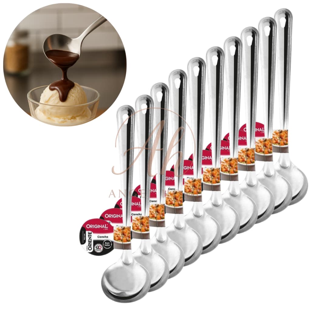 KIT 10 Mini Concha Pequena Para Servir Molho Caldos Calda Farofa Vinagrete Utensílios Aço Inox
