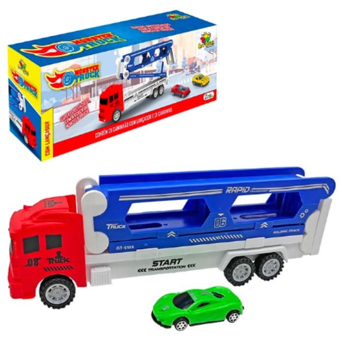 Caminhão  Monster Truck com Lançador de Carrinho e 01 Carrinho