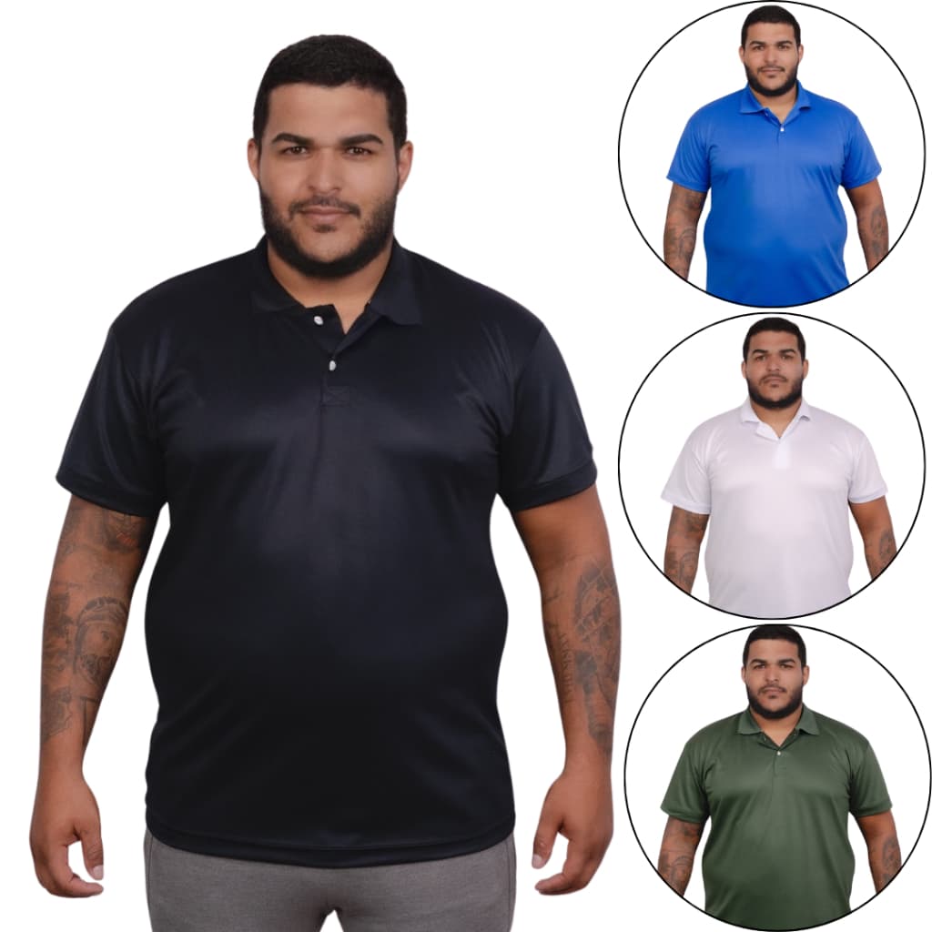 Camisa polo masculina plus size malha piquet premium