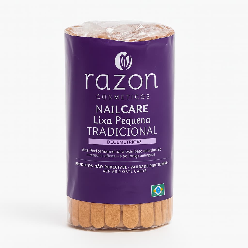 Lixa de Unha Tradicional 8cm Pequena para Manicure com 100Un - Razon Cosmeticos