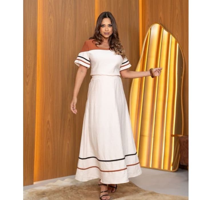 Conjunto Lindo Femenino Saia e Bluça na Alfaiataria marrant com detalles Elegante e chip  com Bolsos