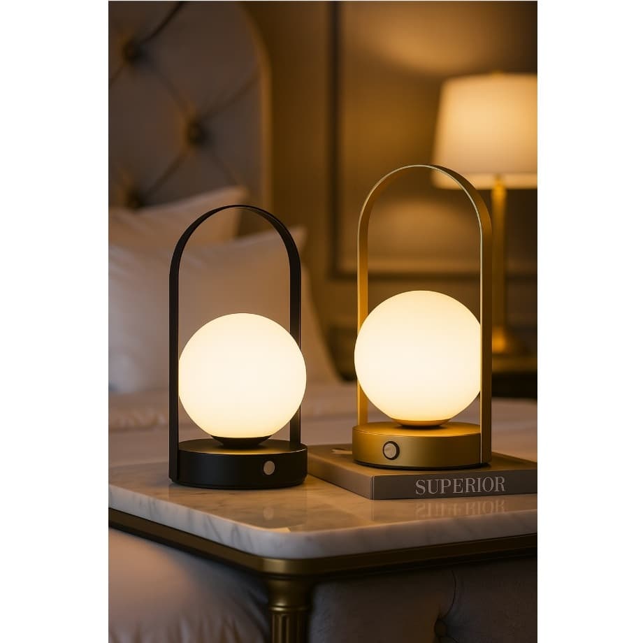 Luminária Mesa Abajur Led Dourado Preto