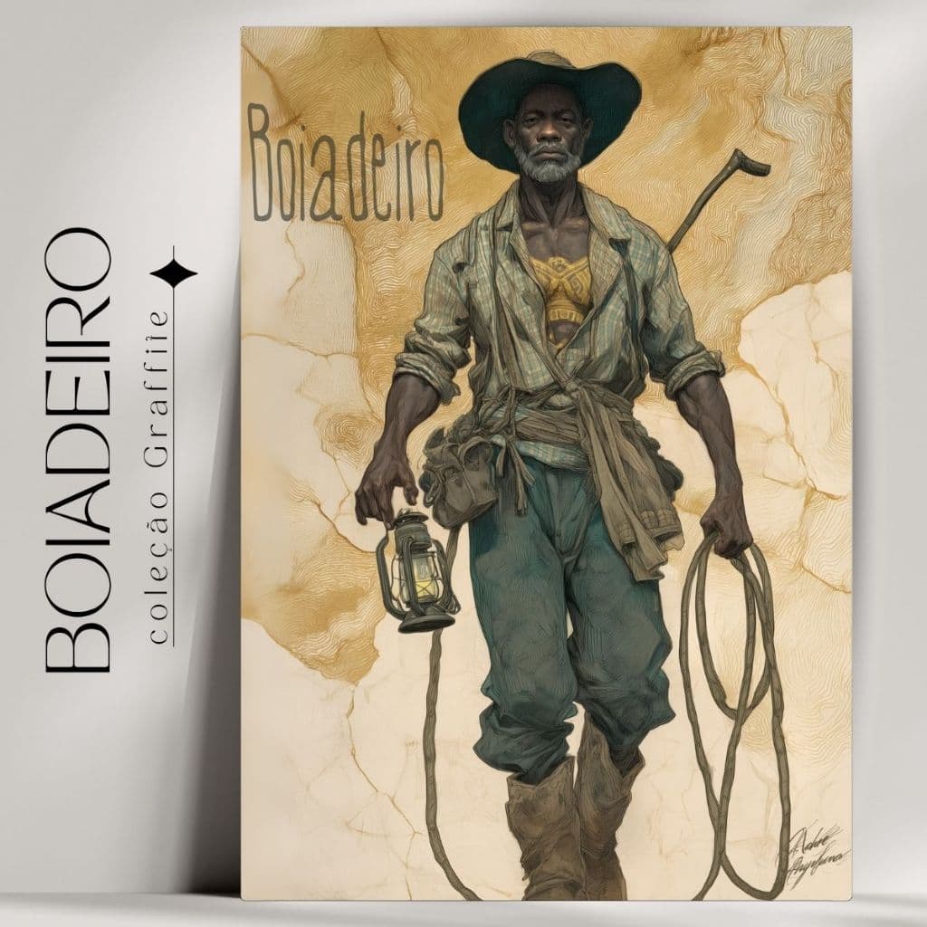 Quadro Decorativo Orixá Boiadeiro  -  Umbanda e Candomblé - Coleção Orixá Graffite- Já com fita Adesiva