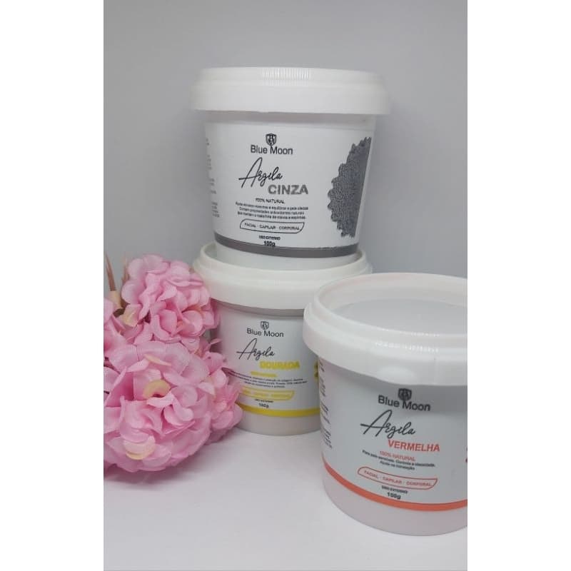 kit 3 argila facial/capilar/corporal-Blue Moon 100g