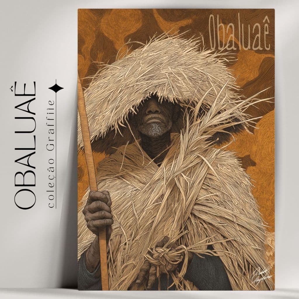 Quadro Decorativo Orixá Obaluaê -  Umbanda e Candomblé - Coleção Orixá Graffite- Já com fita Adesiva