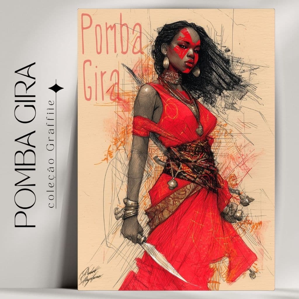 Quadro Decorativo Pomba Gira -  Umbanda e Candomblé - Coleção Orixá Graffite- Já com fita Adesiva