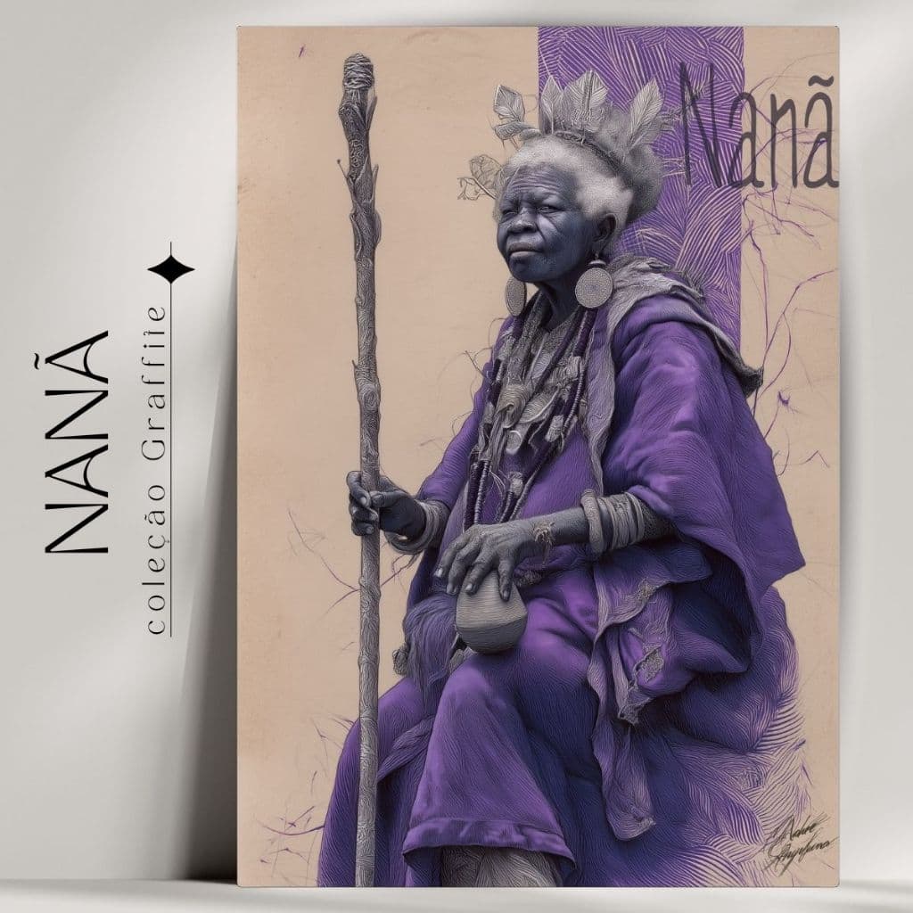 Quadro Decorativo Orixá Nanã  -  Umbanda e Candomblé - Coleção Orixá Graffite- Já com fita Adesiva