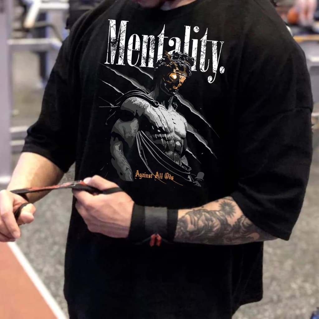 Camiseta Academia Masculina Oversized Mentality Gym Moda Academia 100% Algodão Premium Manfinity