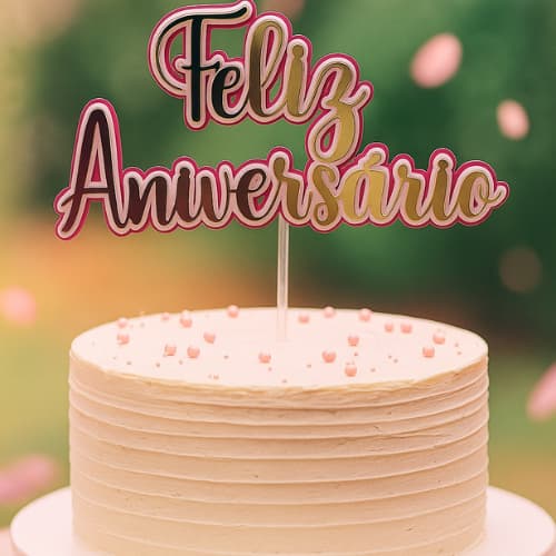 Topo de bolo Parabéns | Topo de bolo Feliz Aniversário Personalizado | Topper | Envio Imediato |Pronta Entrega