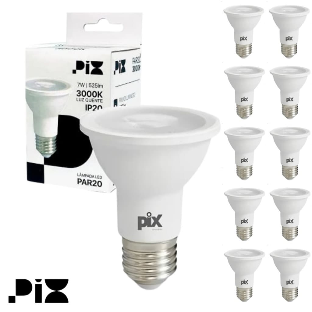 Kit 10 Lâmpada Led Par 20 7w E27 Bivolt 100v/240v Pix
