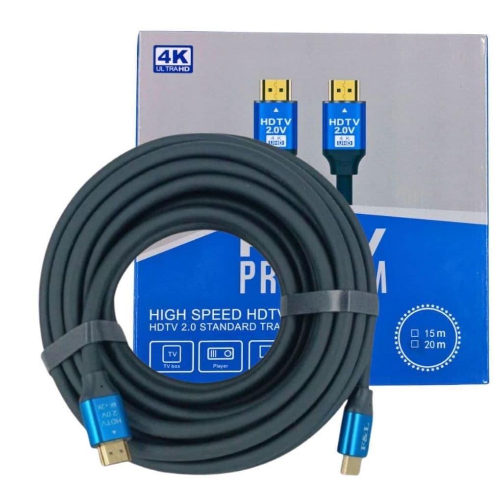 Cabo HDMI PREMIUM 2.0 Blindado 4K Emborrachado - 15 METROS.