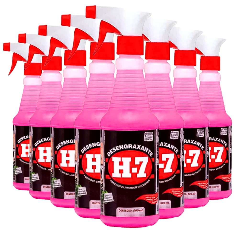 Kit 10 Desengraxante H-7 Multiuso 1 Litro Limpeza Pesada Peças Objetos Motores Automotivo Original