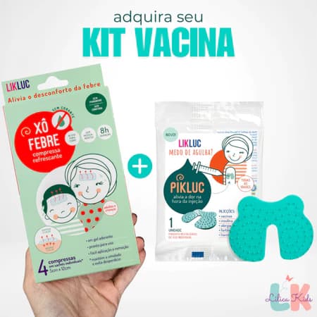 Kit Vacina - Alívio da dor Pikluc Aparelho Vacina + Xô Febre Compressa Gel Adesiva - Original Pronta Entrega