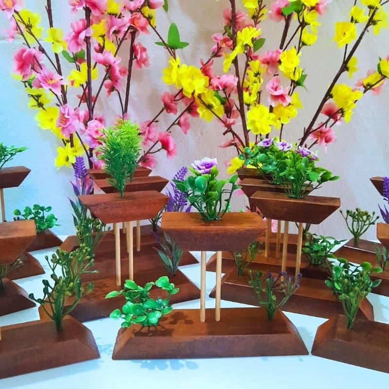 Decoração  Com Plantinhas Artificiais Estilo Rústico Artesanal