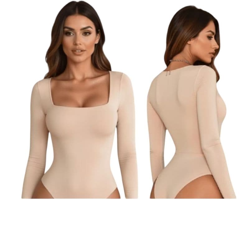KIT BODY FEMININO DECOTE QUADRADO,MANGA LONGA SUPLEX,IDEAL PARA O FRIO