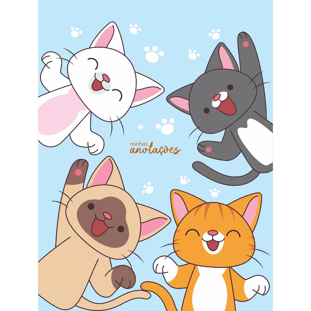 Caderno Gatinho | A5 | 200 ou 400 Páginas | Capa Fosca | Elástico e Wire-O