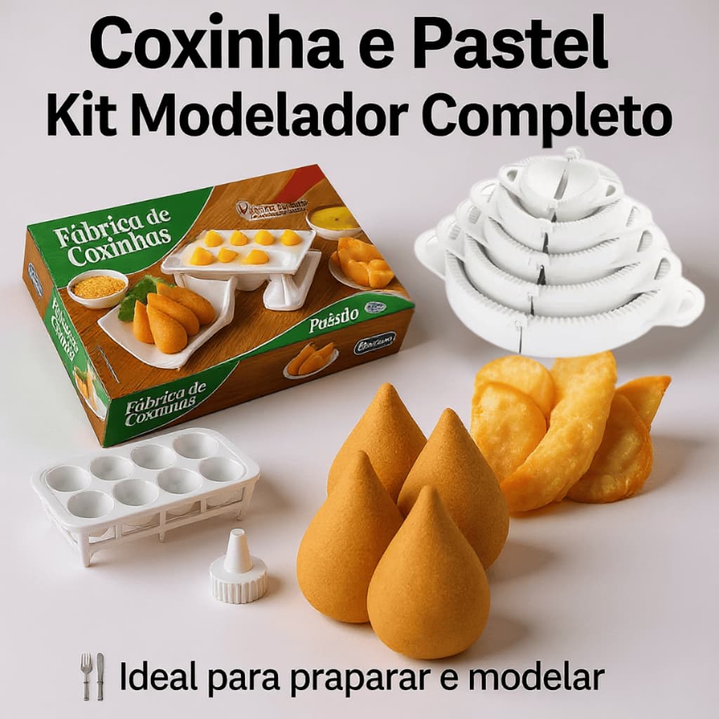 Forma de Coxinha Profissional + Kit Pastel  Forma de 8 Coxinhas para Empreender