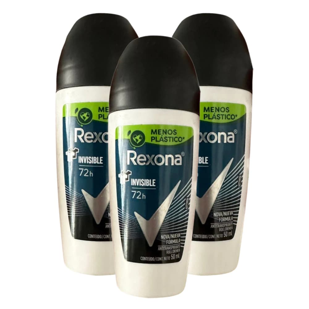 Desodorante Antitranspirante Roll-on Rexona Invisible 50ml 72h de Proteção